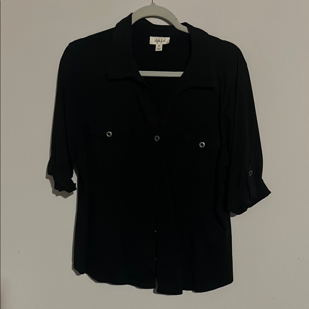 Valerie Stevens Black Button-Down Shirt